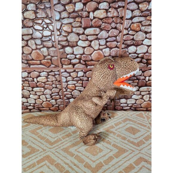Jurassic World Dominion Plush Brown Raging T-Rex Pillow Stuffed Dinosaur Toy 22" - Picture 3 of 6